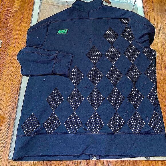 Mens Nike Golf warmup jacket front zip argyle dot print - Picture 2 of 10
